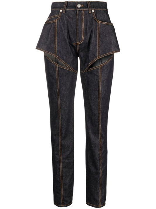 Blue Slashed Tapered Jeans