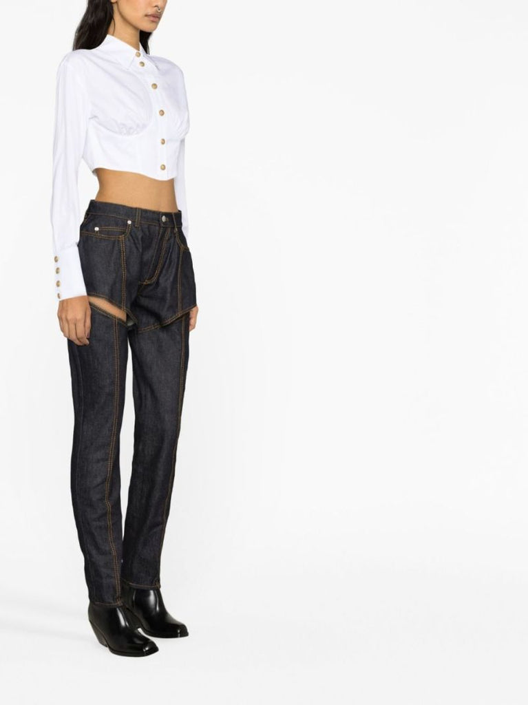 Blue Slashed Tapered Jeans