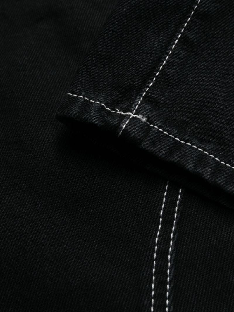Black Contrast-stitch Wide-leg Jeans