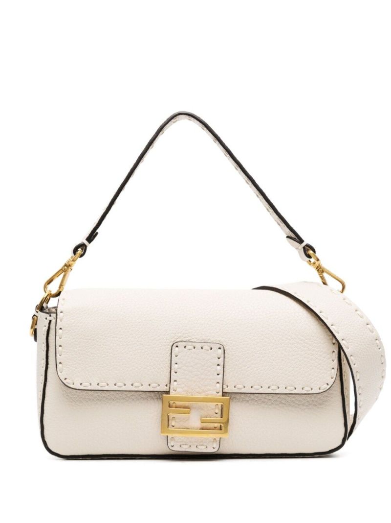 Neutral Baguette Medium Leather Shoulder Bag