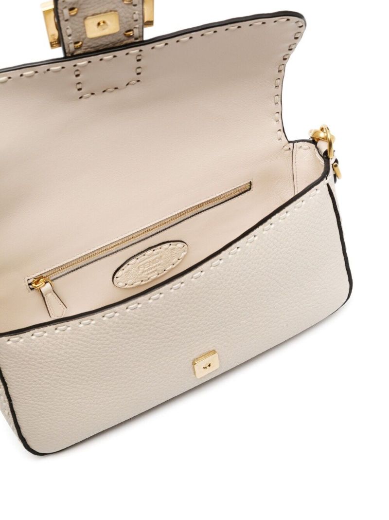 Neutral Baguette Medium Leather Shoulder Bag
