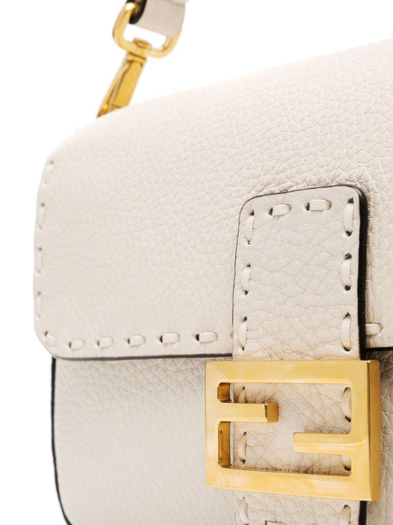 Neutral Baguette Medium Leather Shoulder Bag