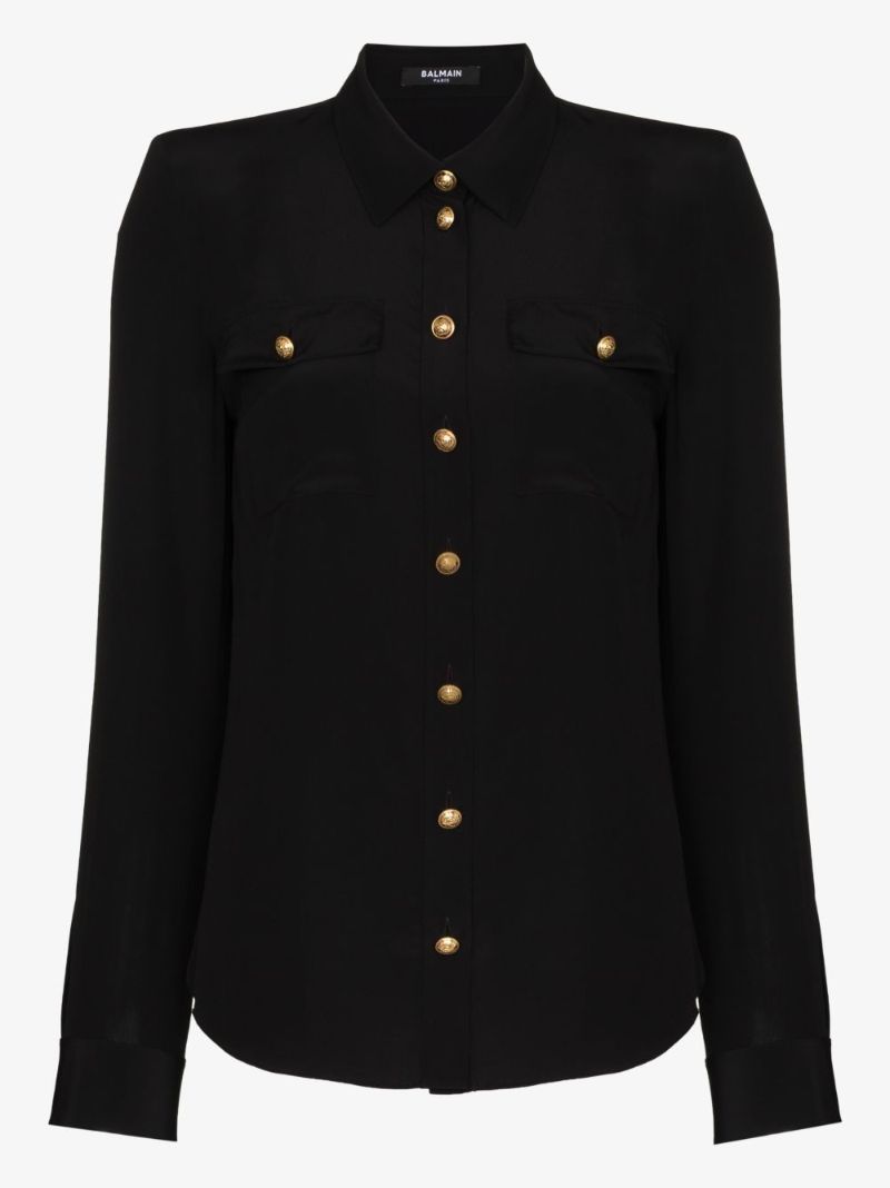 Engraved Button Silk Shirt