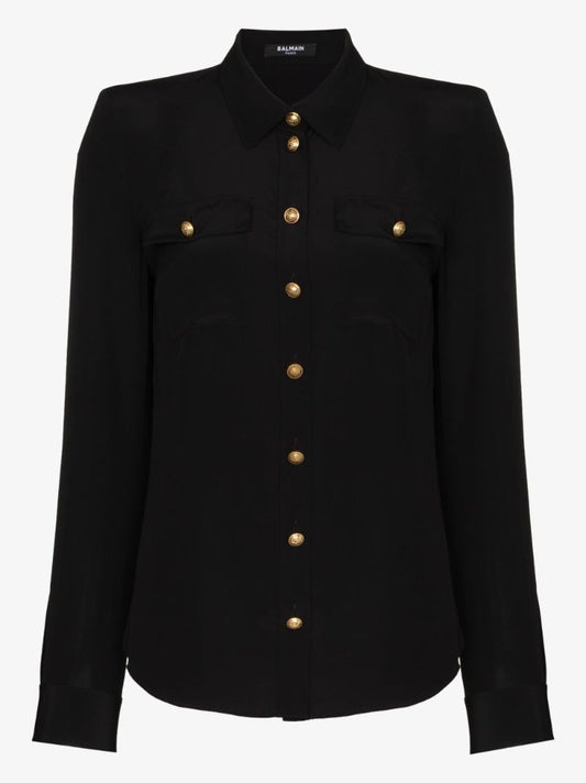 Engraved Button Silk Shirt