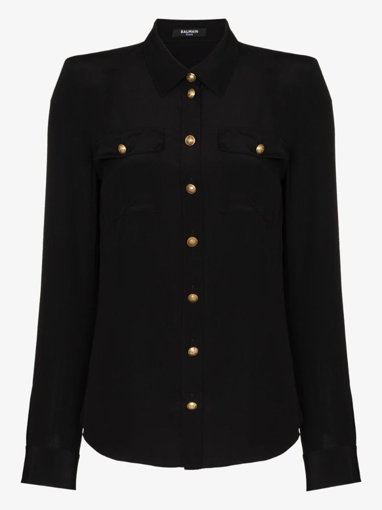 Engraved Button Silk Shirt