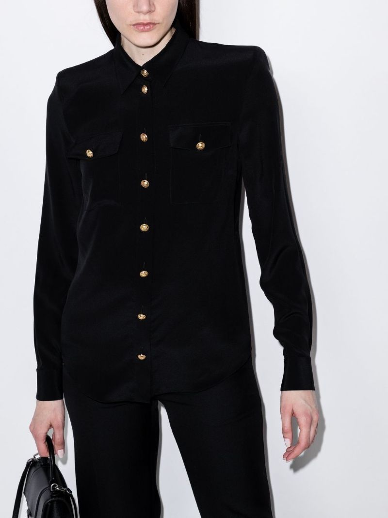 Engraved Button Silk Shirt