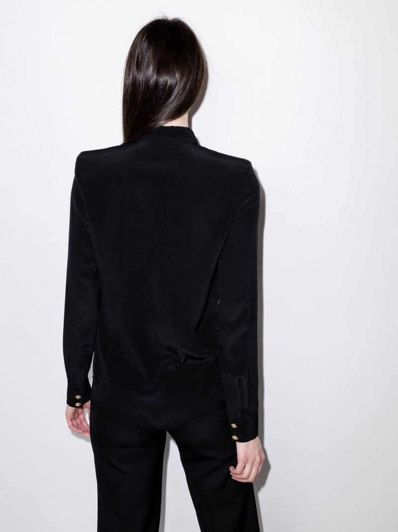 Engraved Button Silk Shirt