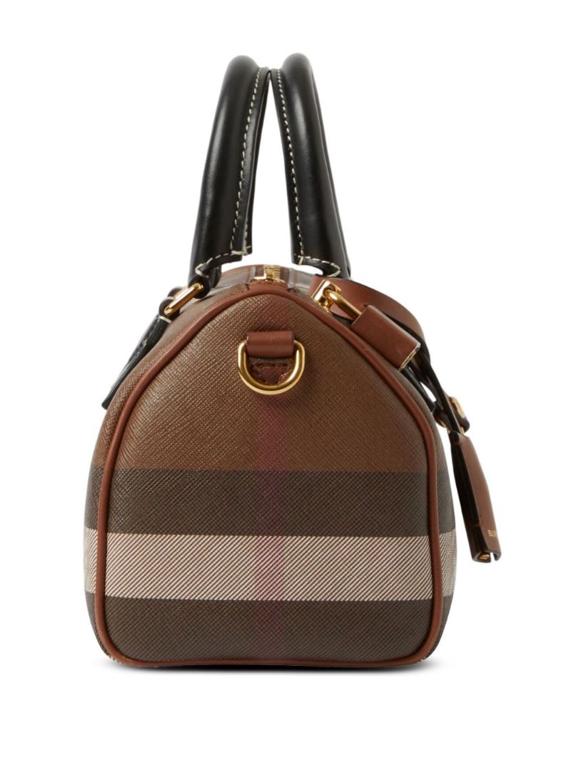 Brown Mini Checked Bowling Bag