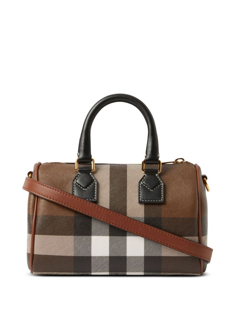 Brown Mini Checked Bowling Bag
