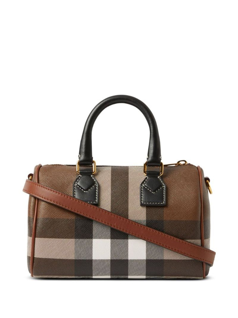 Brown Mini Checked Bowling Bag