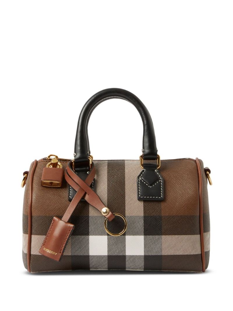 Brown Mini Checked Bowling Bag