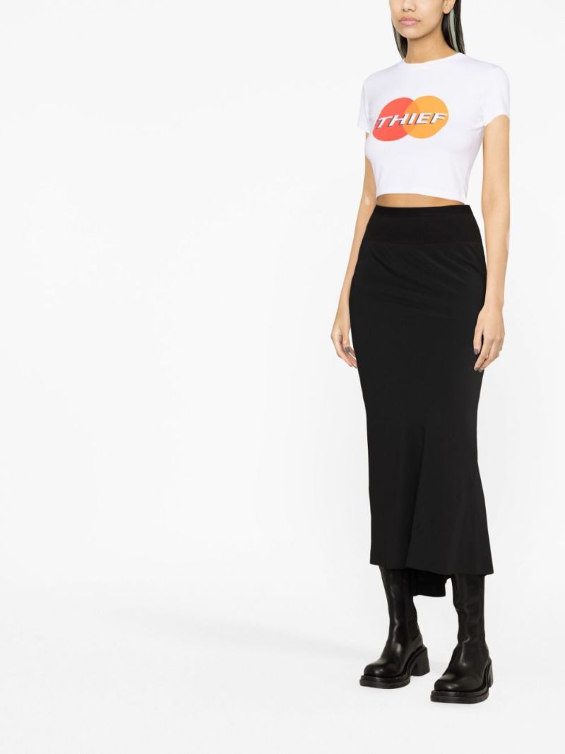 White Graphic Print Cropped T-shirt