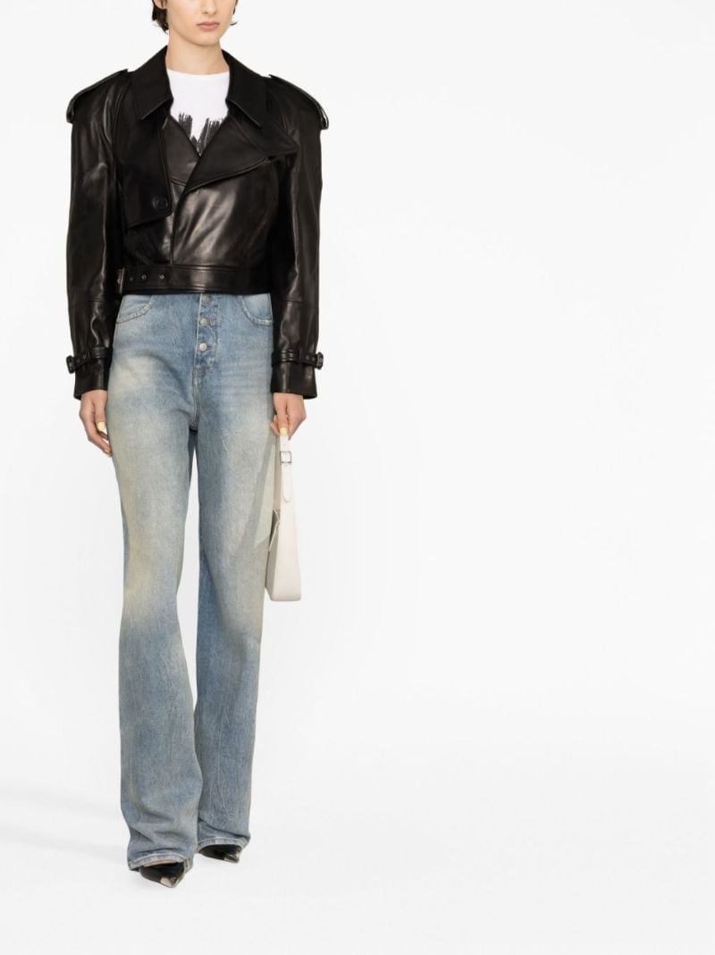 Black Cropped Leather Jacket