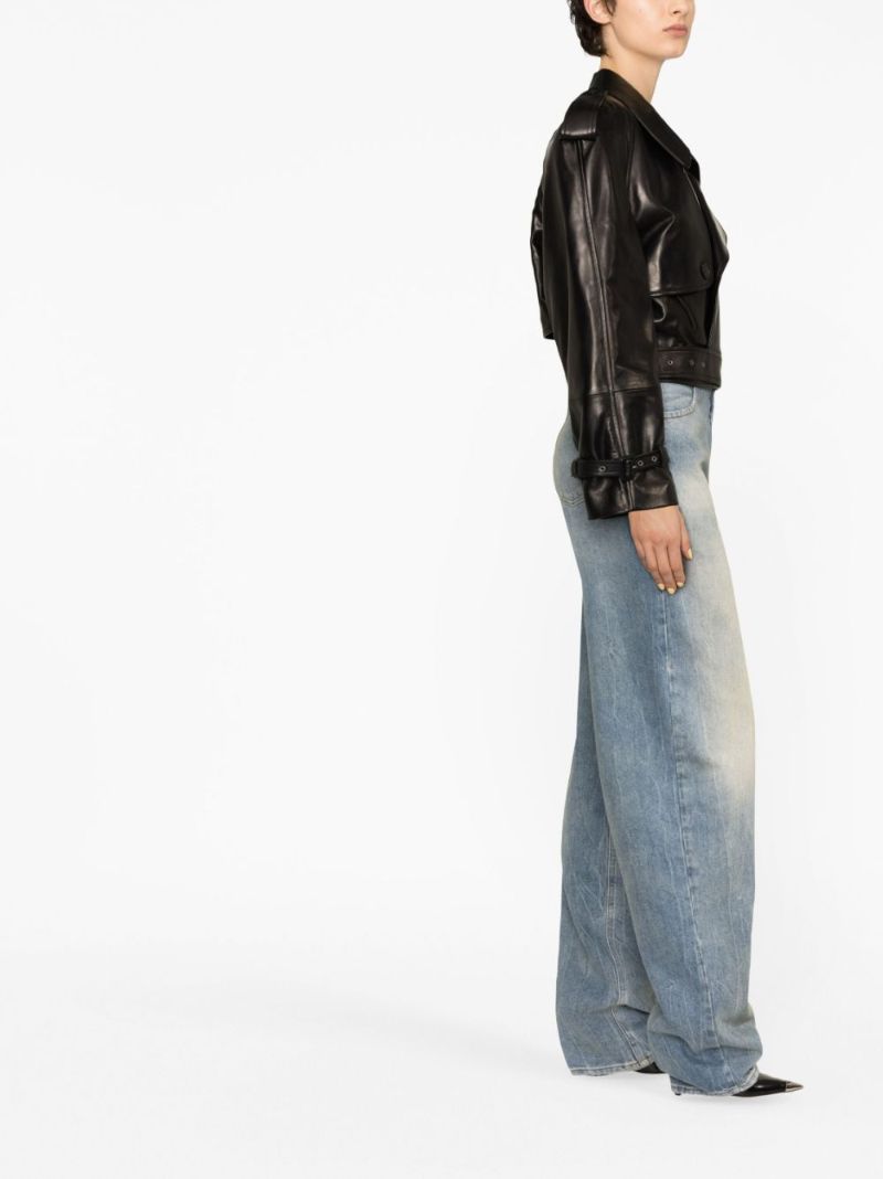 Black Cropped Leather Jacket