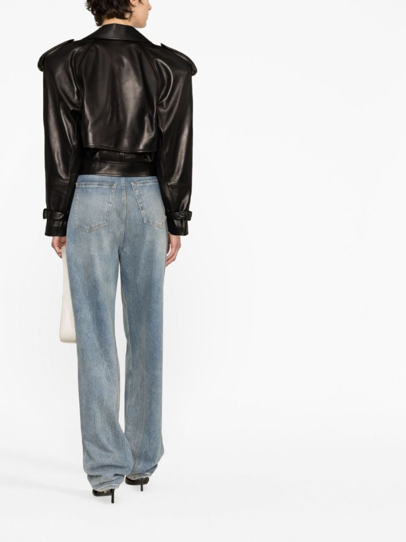 Black Cropped Leather Jacket