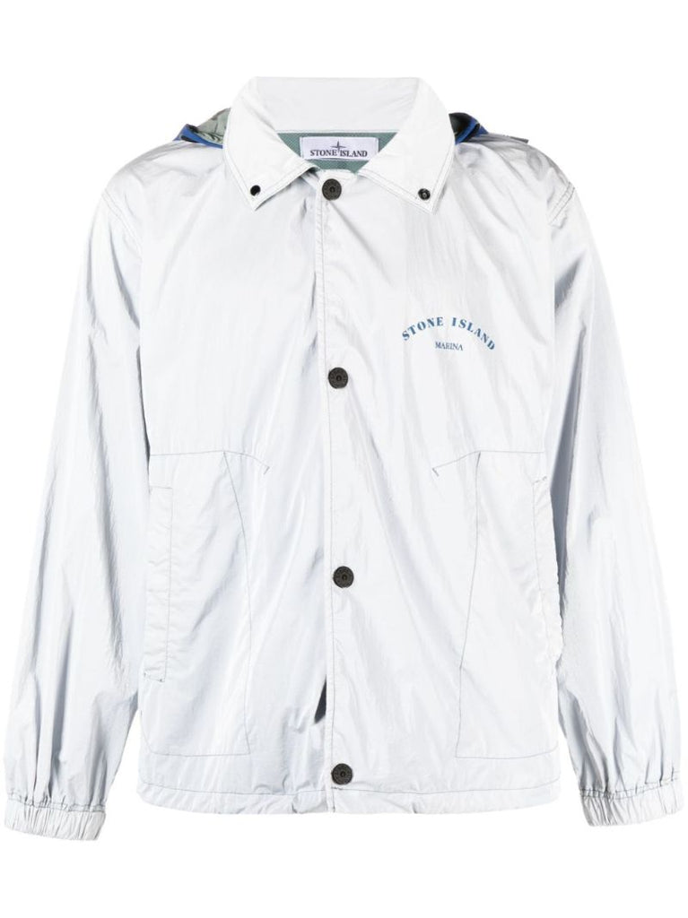 Grey Contrast Hood Blouson Jacket