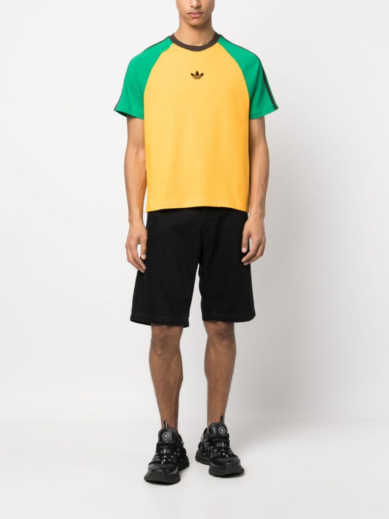 Yellow Colour-block Organic Cotton T-shirt