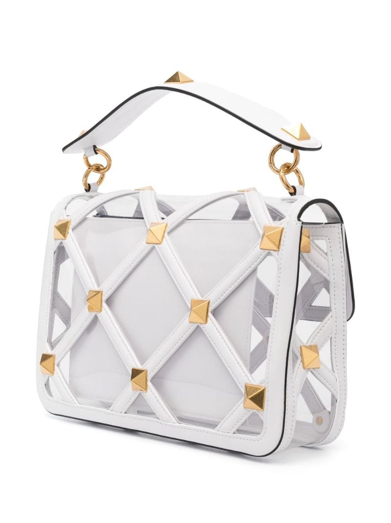 White Roman Stud Small Leather Shoulder Bag