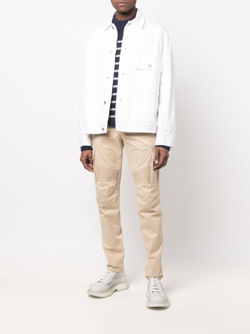 Neutral Cotton Cargo Trousers