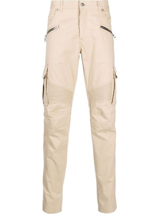 Neutral Cotton Cargo Trousers