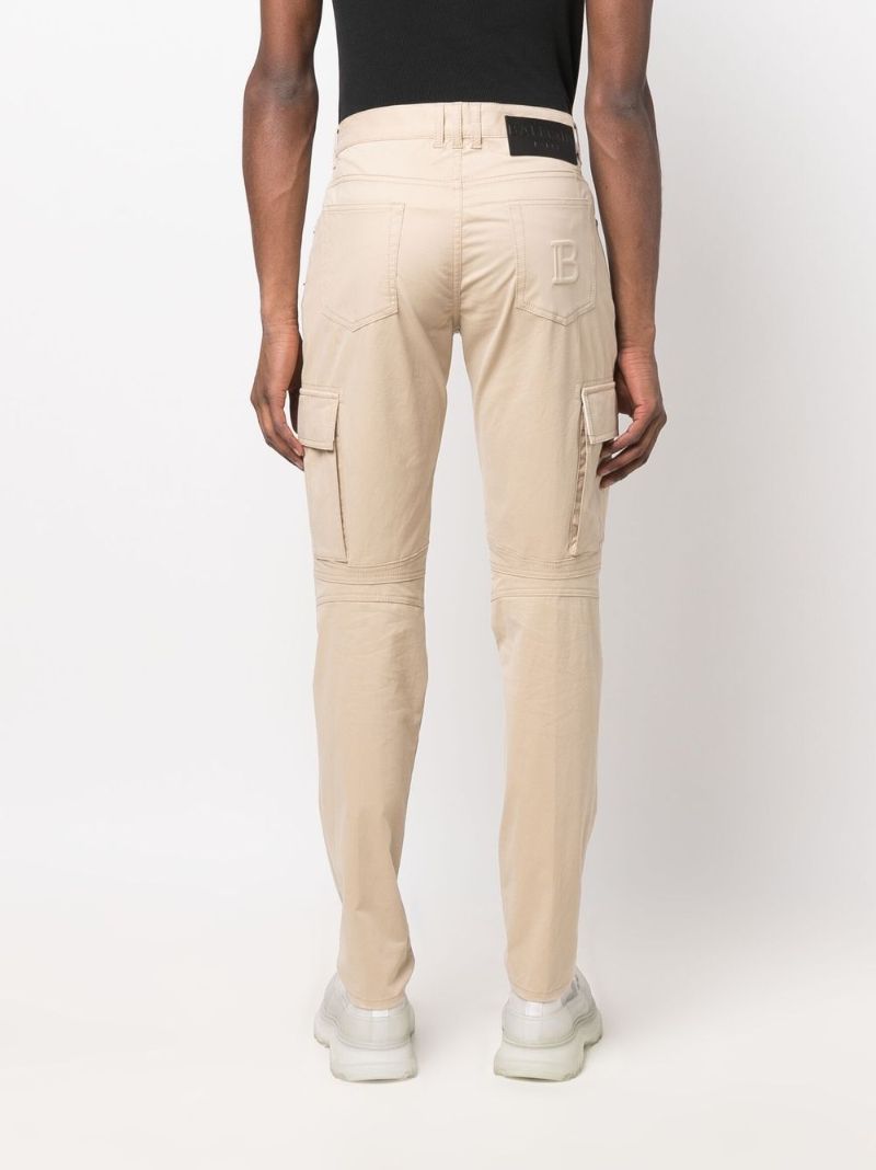 Neutral Cotton Cargo Trousers
