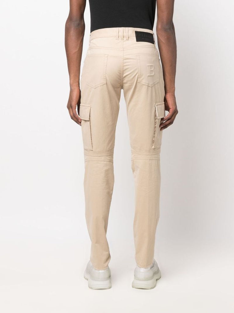 Neutral Cotton Cargo Trousers