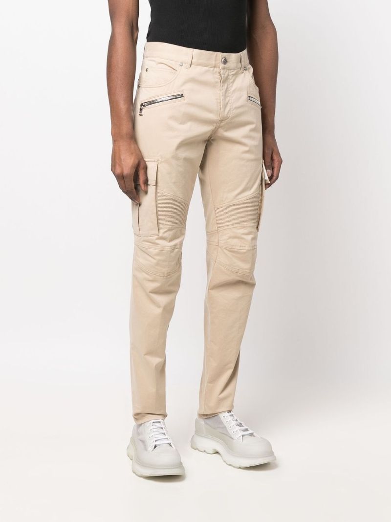 Neutral Cotton Cargo Trousers