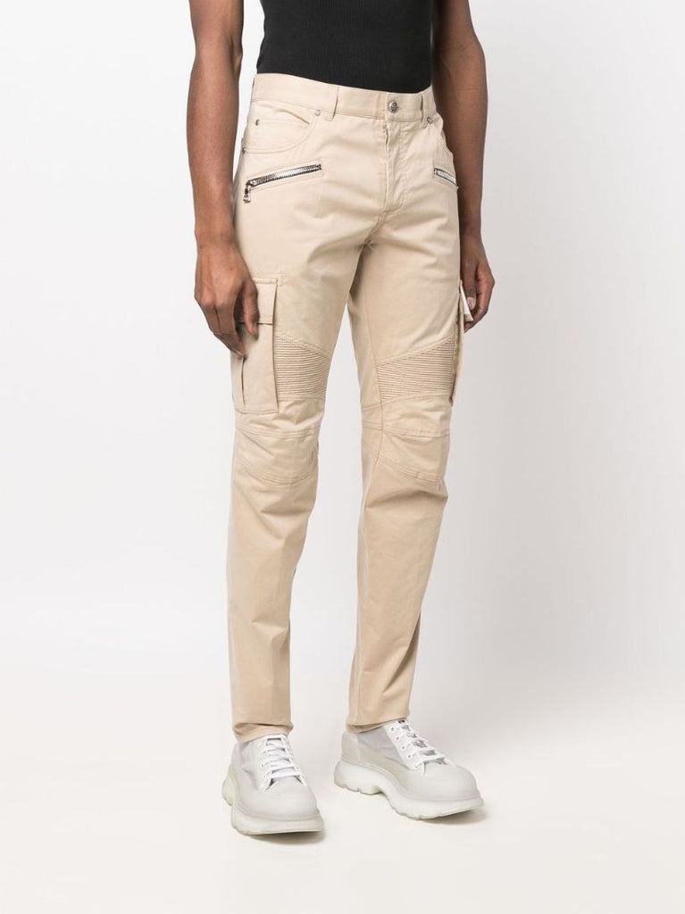 Neutral Cotton Cargo Trousers