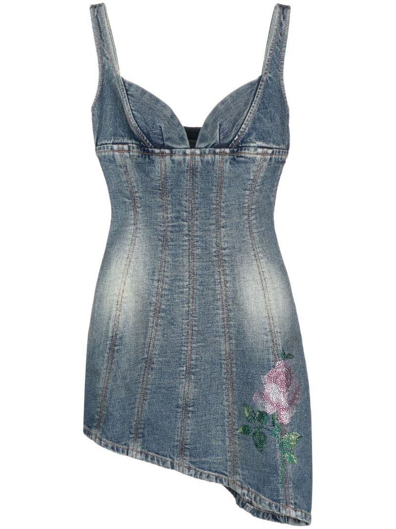 Blue Asymmetric Denim Mini Dress