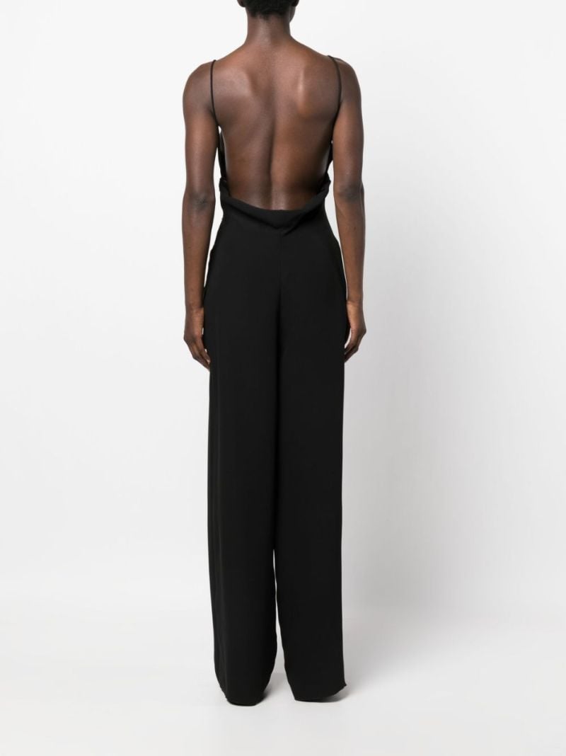 Black V-neck Sleeveless Silk Jumpsuit