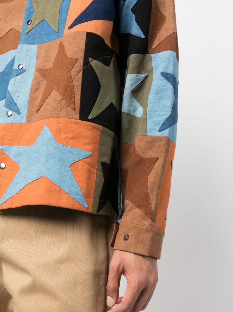 Blue Worf Patchwork Shirt Jacket