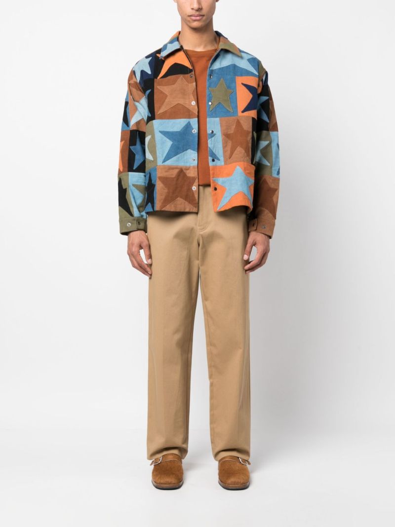Blue Worf Patchwork Shirt Jacket