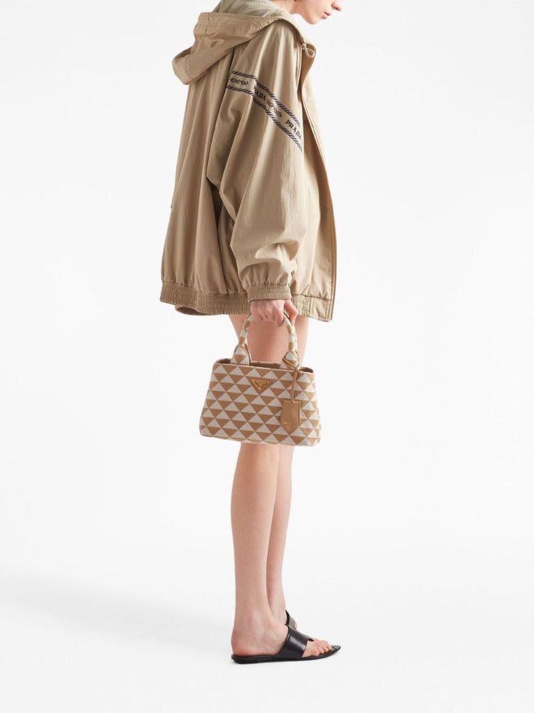 Beige Logo Embroidery Bomber Jacket
