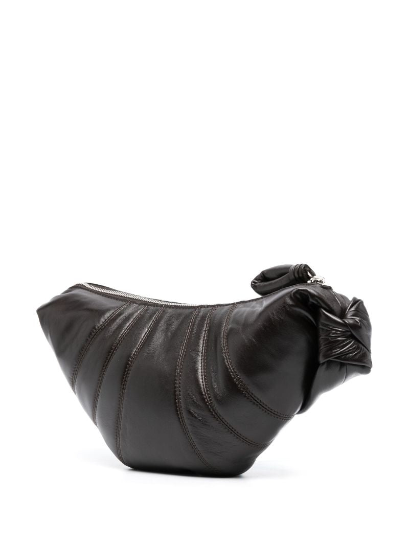 Brown Small Croissant Leather Messenger Bag