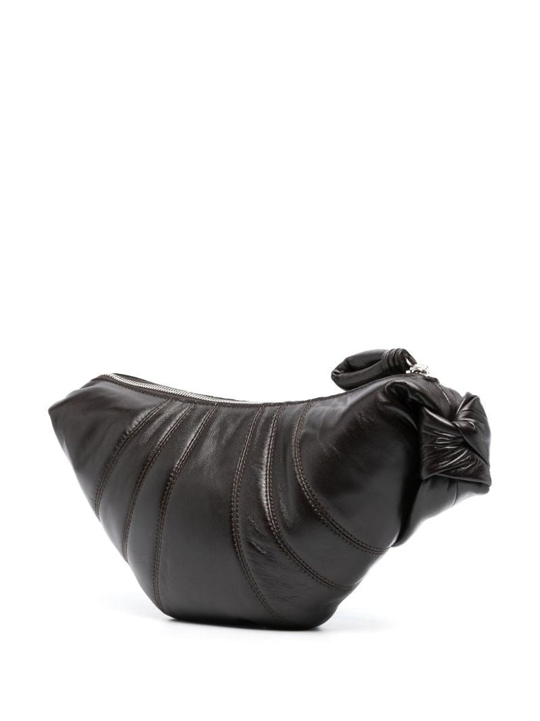Brown Small Croissant Leather Messenger Bag
