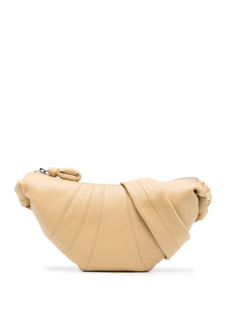 Neutral Small Croissant Leather Messenger Bag
