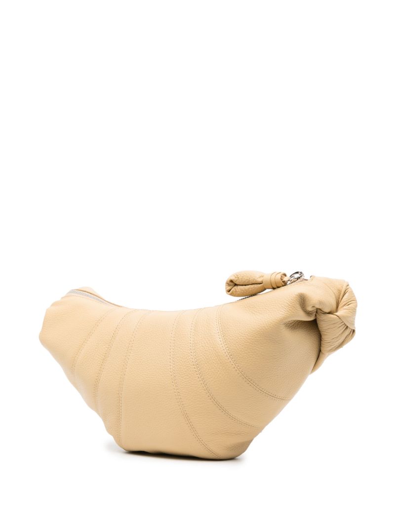 Neutral Small Croissant Leather Messenger Bag