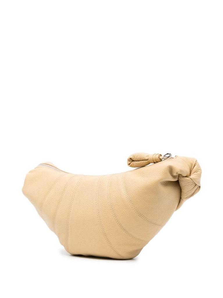 Neutral Small Croissant Leather Messenger Bag