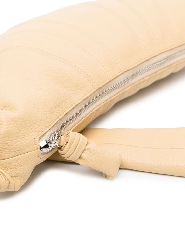Neutral Small Croissant Leather Messenger Bag