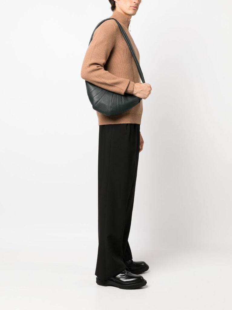 Green Croissant Small Leather Shoulder Bag
