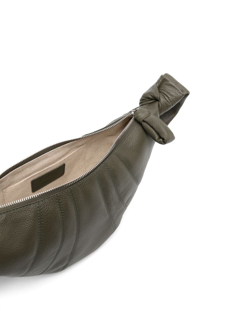 Green Small Croissant Leather Messenger Bag