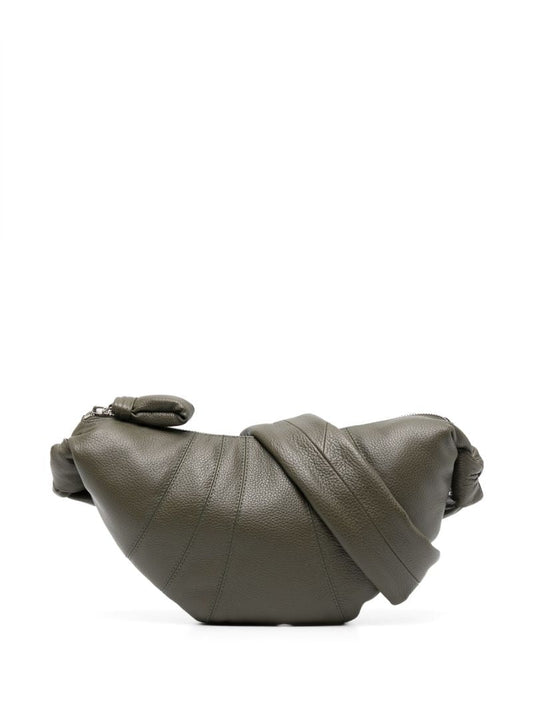 Green Small Croissant Leather Messenger Bag
