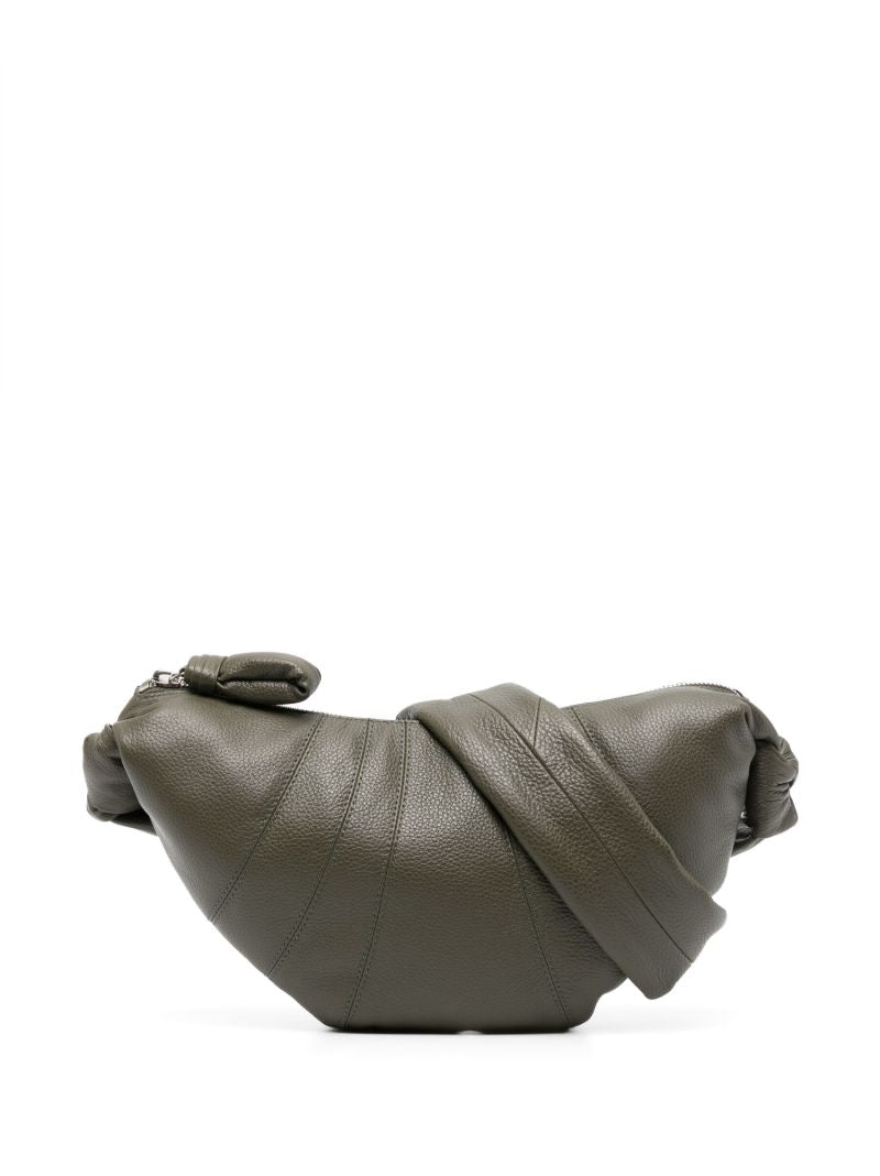 Green Small Croissant Leather Messenger Bag