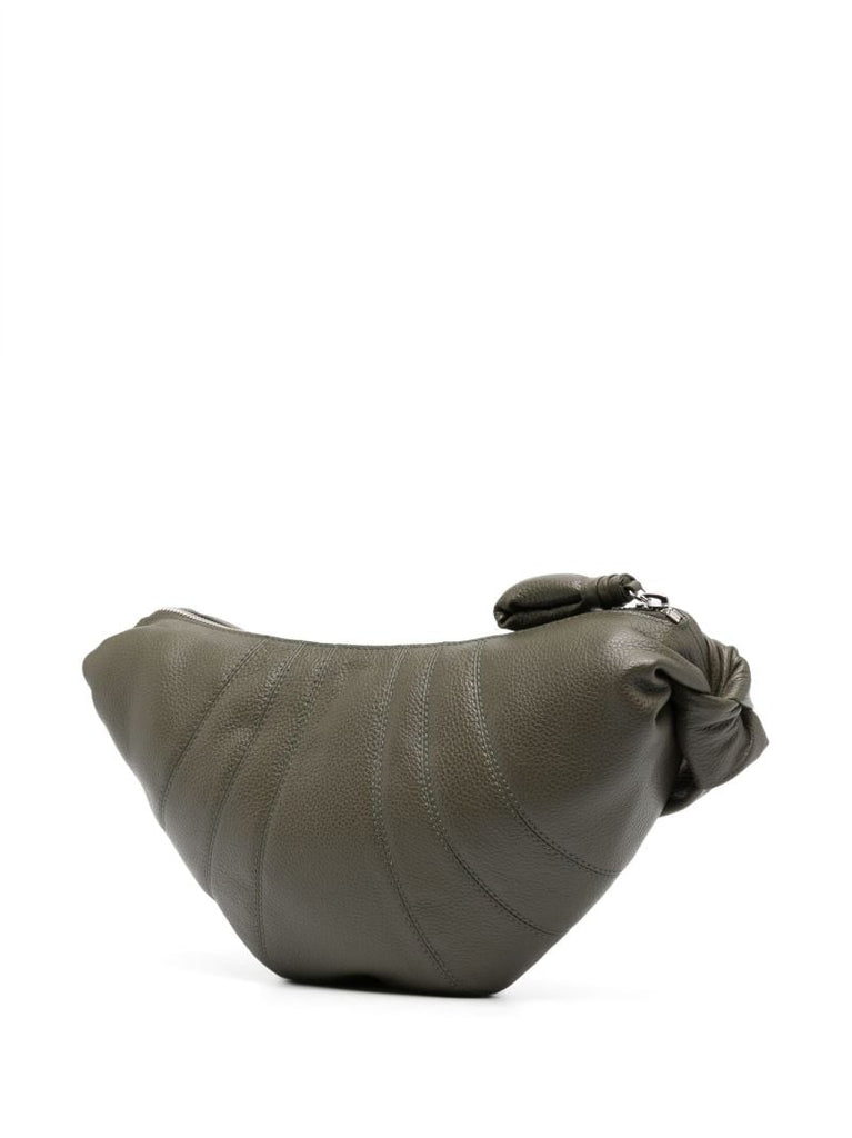 Green Small Croissant Leather Messenger Bag