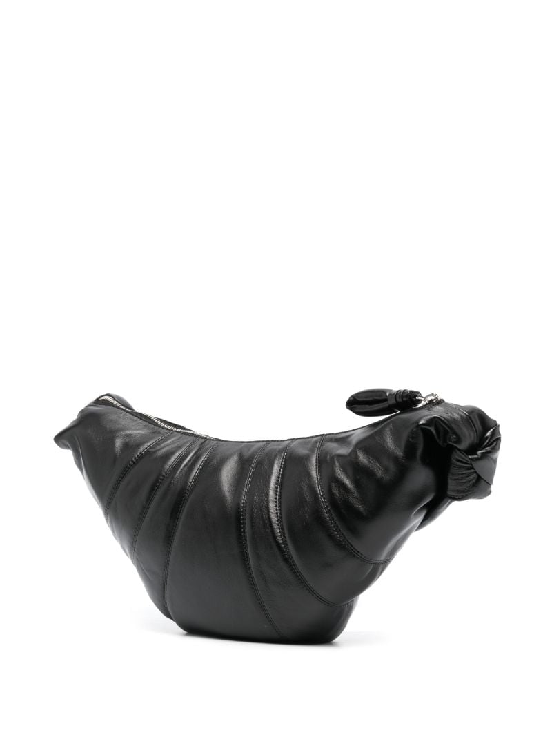 Black Medium Croissant Leather Messenger Bag