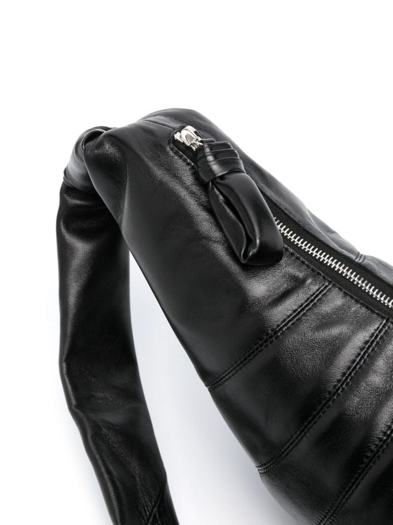 Black Medium Croissant Leather Messenger Bag