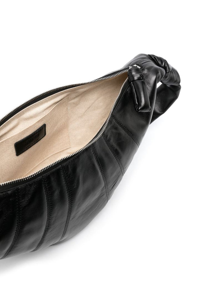 Black Medium Croissant Leather Messenger Bag