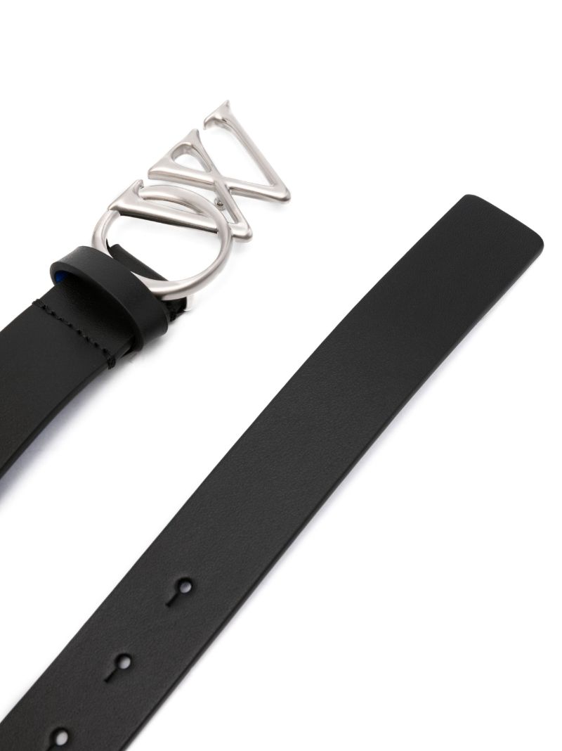 Black Ow-plaque Leather Belt