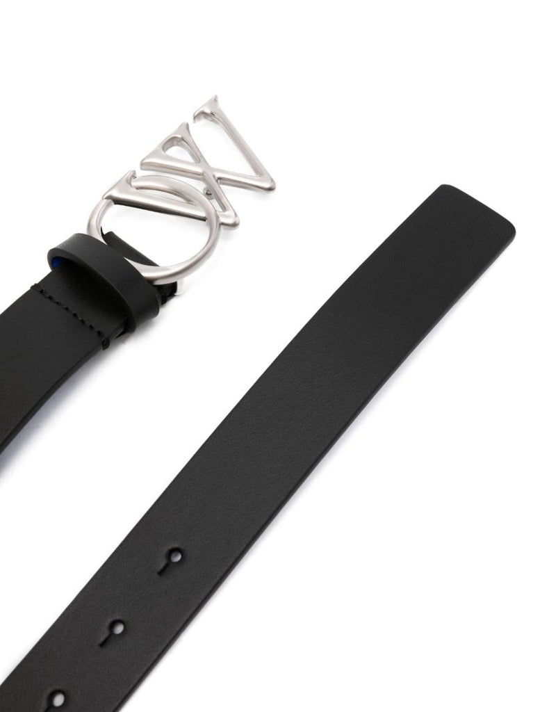 Black Ow-plaque Leather Belt