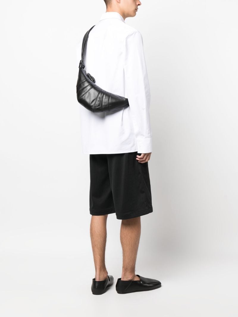 Black Small Croissant Leather Messenger Bag